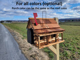 Amish Mailbox - Handmade - Log Cabin Style - Wooden with Metal USPS Approved Mailbox Outdoor - Log Cabin + Metal Insert