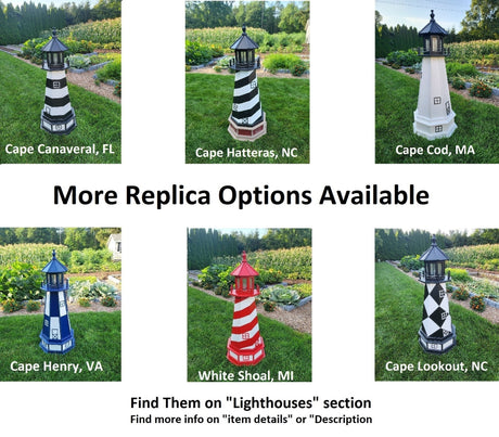 Oak Island Lighthouse - Solar - Amish Made - Landmark Replica - Backyard Decor