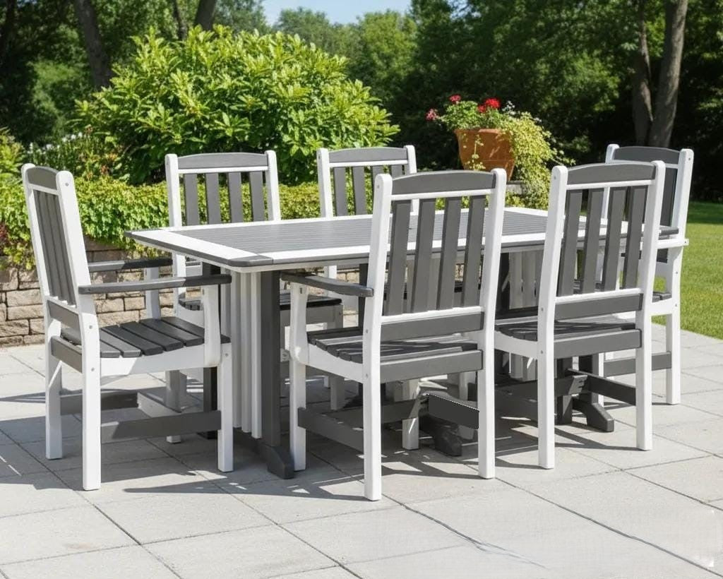 Amish Handmade Outdoor Dining Table Set - Patio Set - Chairs and Table - Adirondack - Backyard - Patio Chair Set - Furniture Set - Outdoor - Outdoor Furniture