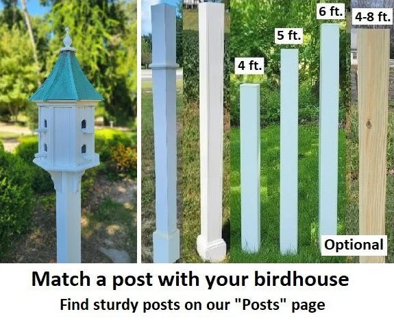 Patina Copper Birdhouse With Copper Predator Guards, With 4 Nesting Compartments Weather Resistant, Birdhouse Outdoor - Home & Living:Outdoor & Gardening:Feeders & Birdhouses:Birdhouses