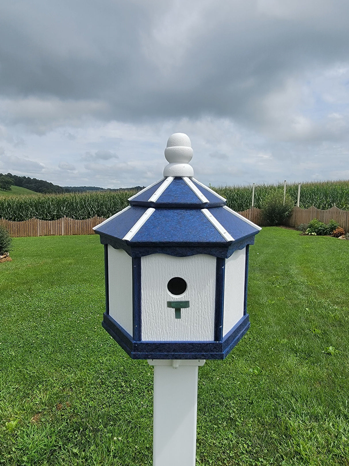 Bird House - 3 Nesting Compartments - Amish Handmade - Weather Resistant - Made of Poly Lumber - Birdhouse Outdoor