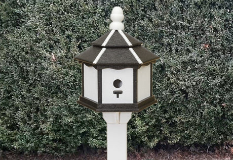 Bird House - 3 Nesting Compartments - Amish Handmade - Weather Resistant - Made of Poly Lumber - Birdhouse Outdoor