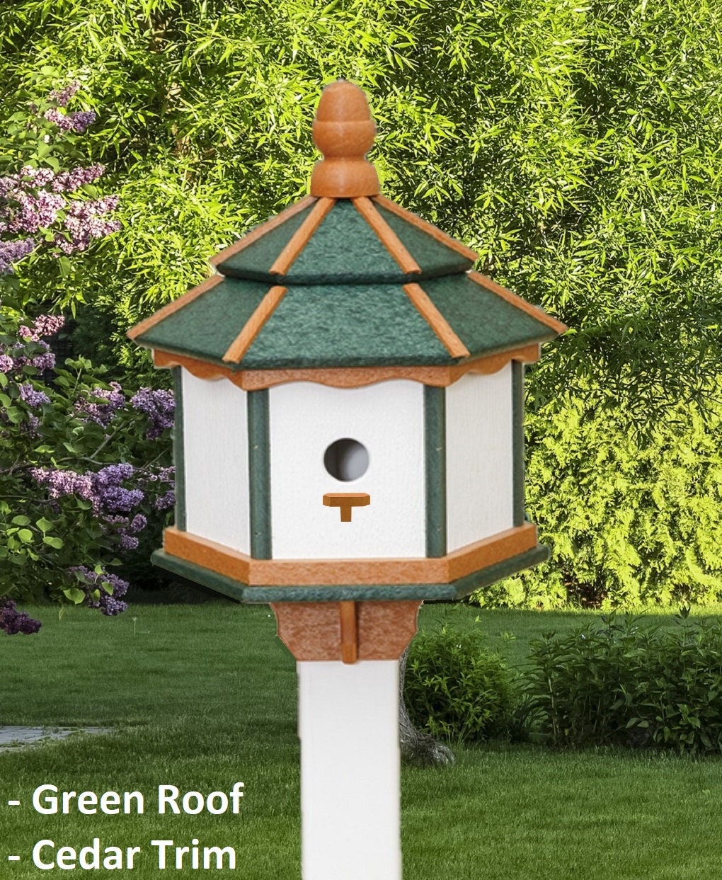 Bird House - 3 Nesting Compartments - Amish Handmade - Weather Resistant - Made of Poly Lumber - Birdhouse Outdoor