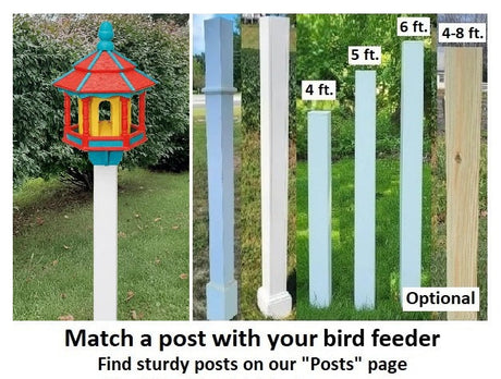 Amish Bird Feeder Handmade - Poly Lumber Weather Resistant - Easy Mounting on 4"x4" Pole/Post - Bird Feeders For the Outdoors