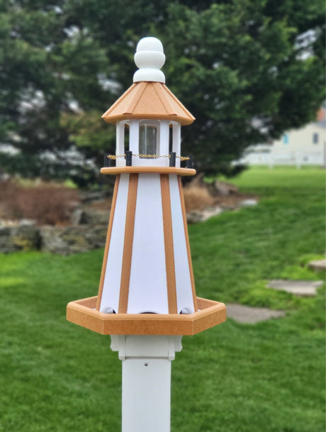 Bird Feeder - Poly Lumber - Amish Handmade - Feeder Lighthouse Design - Weather Resistant - Easy Mounting - Bird Feeders For The Outdoors