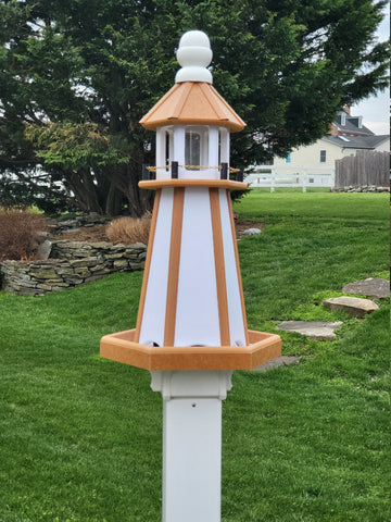 Bird Feeder - Poly Lumber - Amish Handmade -  Feeder Lighthouse Design - Weather Resistant - Easy Mounting - Bird Feeders For The Outdoors