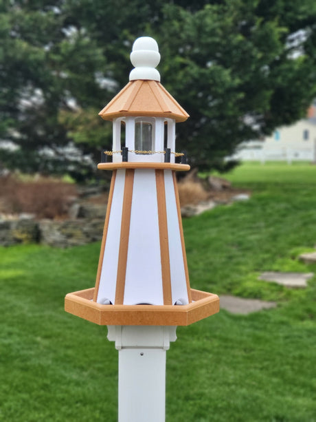 Bird Feeder - Poly Lumber - Amish Handmade - Feeder Lighthouse Design - Weather Resistant - Easy Mounting - Bird Feeders For The Outdoors