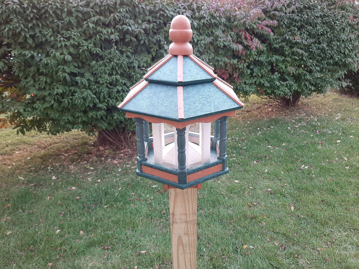 Bird Feeder - Poly Lumber - Amish Handmade - Weather Resistant - Large Feeding Opening - Easy Mounting on 4"x4" Pole/Post