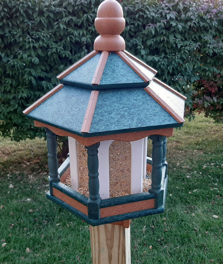 Bird Feeder - Amish Handmade - Poly Lumber Weather Resistant - Large Feeding Opening - Bird Feeders For Outdoors