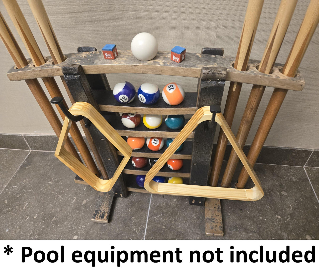 Cue Rack - Billiards - Amish Handmade - Pool Cue Table - Whiskey Barrel - Pool Lovers - Display -Vintage - Stave - Pool - Organizer - Unique