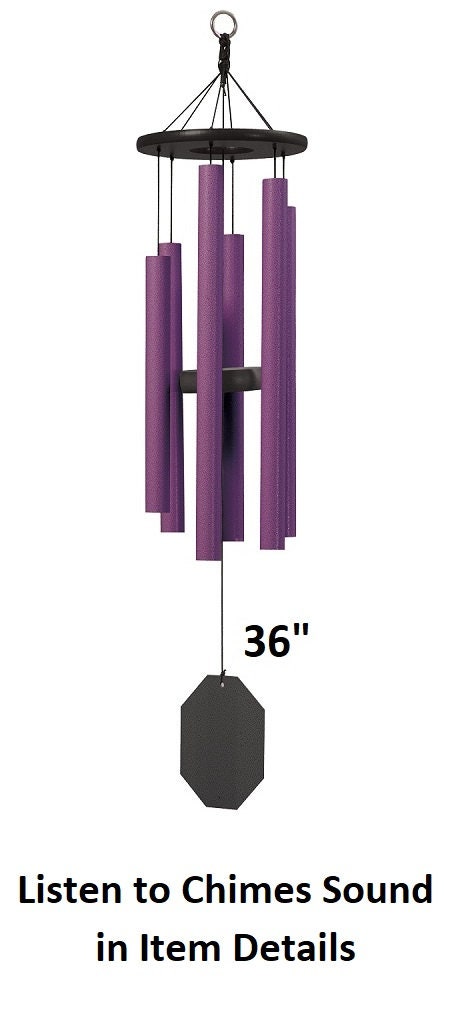 36"-49" Wind Chimes Amish Handmade - Purple - Deep Tone - Sound Healing - Outdoor Decor - Aluminum Tubes - Wind Bells - Meditation - Nature