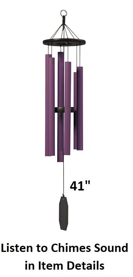 36"-49" Wind Chimes Amish Handmade - Purple - Deep Tone - Sound Healing - Outdoor Decor - Aluminum Tubes - Wind Bells - Meditation - Nature