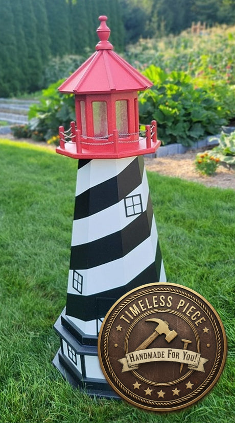 St Augustine Lighthouse - Solar - Amish Made - Landmark Replica - Backyard Decor