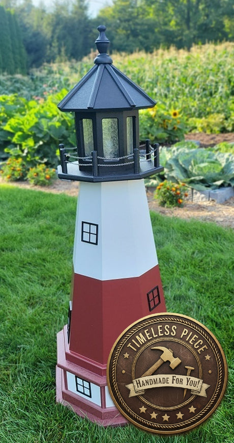 Vermilion Lighthouse - Solar - Amish Made - Landmark Replica - Backyard Decor