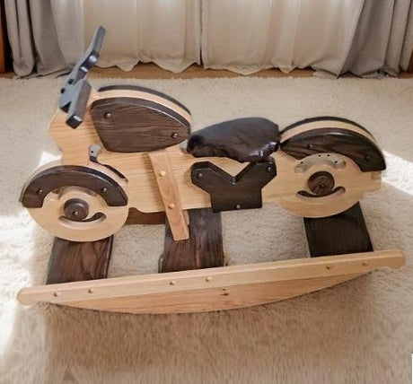 Amish Handmade Motorcycle Rocker - Children's Gift- Vintage - Decorative - Wooden Toy - Toddler Gift - Animal Toy - Collectible