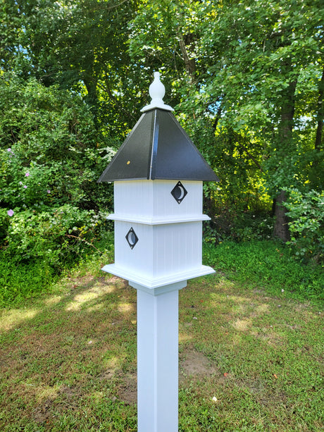 Birdhouse Handmade Vinyl PVC 2 Story With 4 Nesting Compartment, Metal Predator Guards, Choose Your Roof Color, Weather Resistant