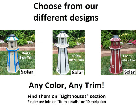 White Shoal Solar Lighthouse - Amish Handmade - Landmark Replica - Lawn Lighthouse