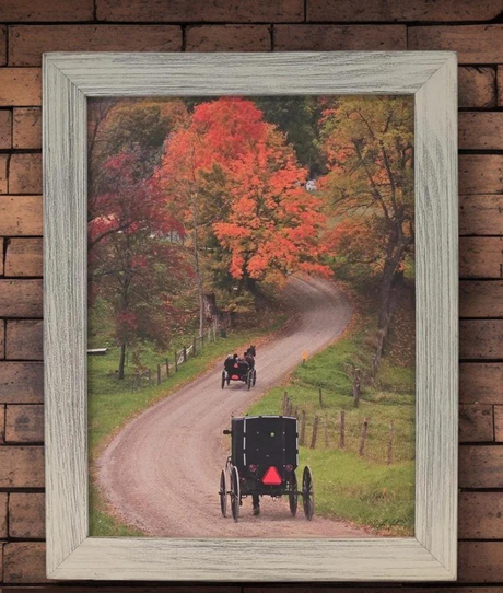Canvas - Picture Frame - Wall Art - Wooden Frame - Framed Antique Print - Amish Handmade - Farmhouse Decor - Housewarming Gift -Choose Color