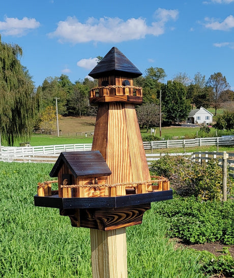 Bird Feeders and House Amish Handmade, Wooden Combo Birdhouse and Feeder