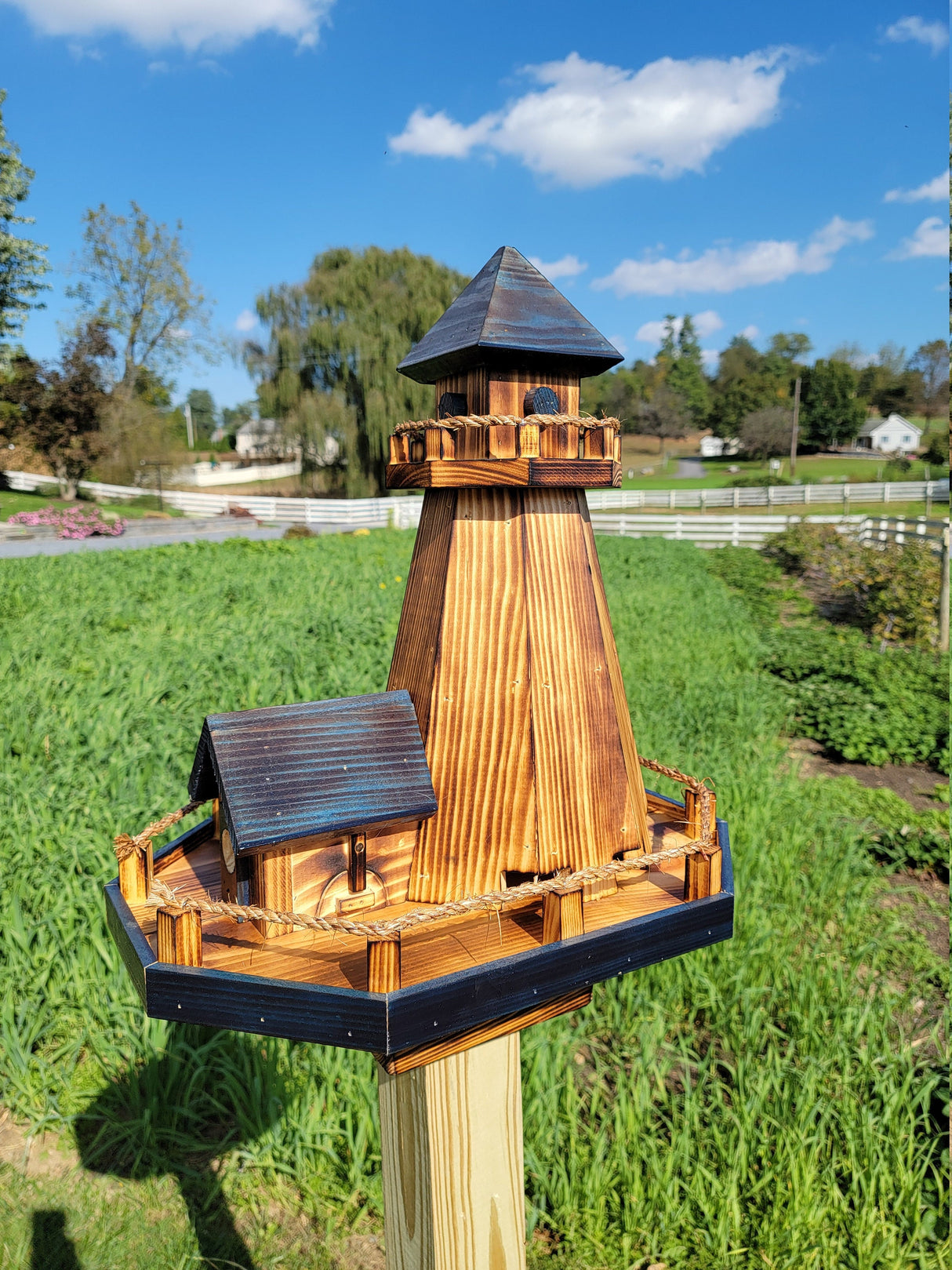 Bird Feeders and House Amish Handmade, Wooden Combo Birdhouse and Feeder