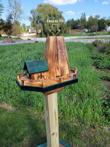 Bird Feeders and House Amish Handmade, Wooden Combo Birdhouse and Feeder