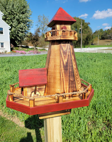 Bird Feeders and House Amish Handmade, Wooden Combo Birdhouse and Feeder