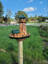 Bird Feeders and House Amish Handmade, Wooden Combo Birdhouse and Feeder