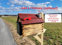 Load image into Gallery viewer, Amish Mailbox - Handmade - Log Cabin Style - Wooden - With Cedar Shake Roof and Metal Box Insert
