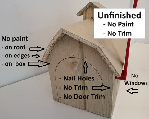 Dutch Barn Wood Mailbox Amish Made, Choose Your Color, Amish Mailbox With Red Flag, Black Roof