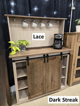 Amish Handmade Coffee Nook - X Large Coffee Bar Station - Farmhouse Coffee Cart - Kitchen Coffee Cabinet - Cupboard Rustic - Multipurpose