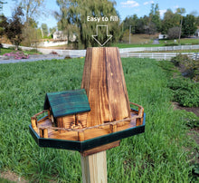 Load image into Gallery viewer, Bird Feeders and House Amish Handmade, Wooden Combo Birdhouse and Feeder
