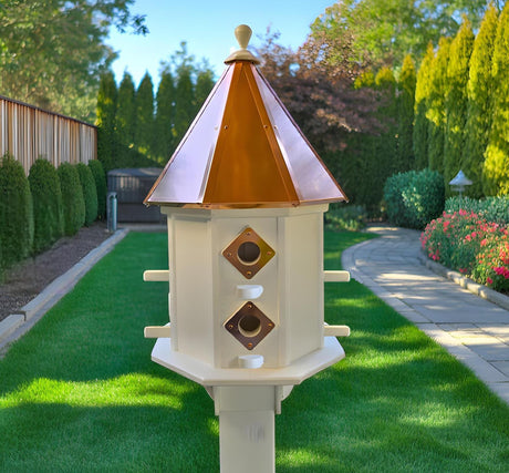 Birdhouse Copper Roof/Cedar Roof With Predator Guards + Perches Combo Handmade 2-8 Nesting Compartments, Large, Poly, Bird Lovers