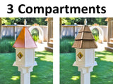 Birdhouse Copper Roof/Cedar Roof With Predator Guards + Perches Combo Handmade 2-8 Nesting Compartments, Large, Poly, Bird Lovers