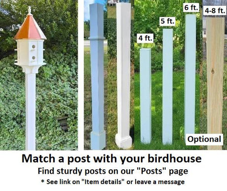 Birdhouse Copper Roof/Cedar Roof With Predator Guards + Perches Combo Handmade 2-8 Nesting Compartments, Large, Poly, Bird Lovers