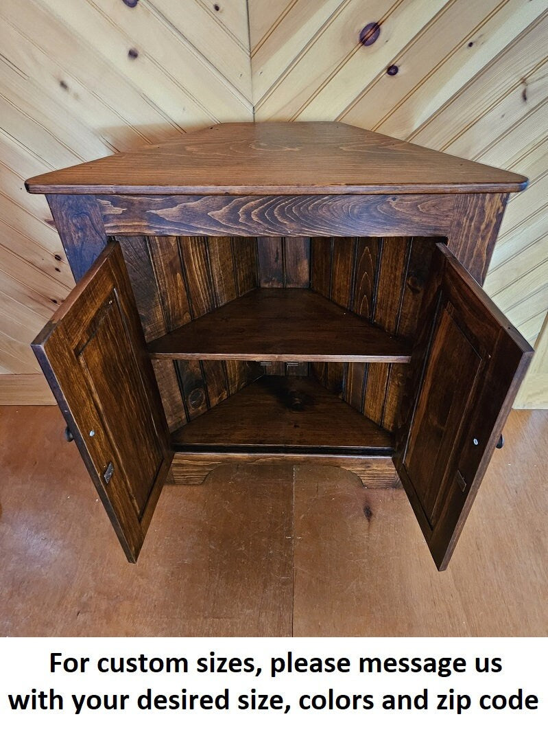 Corner Cabinet 2 Doors - Amish Furniture - Free Shipping - Primitive - Storage - TV Cabinet -Amish Handmade - Multipurpose Cabinet - Rustic