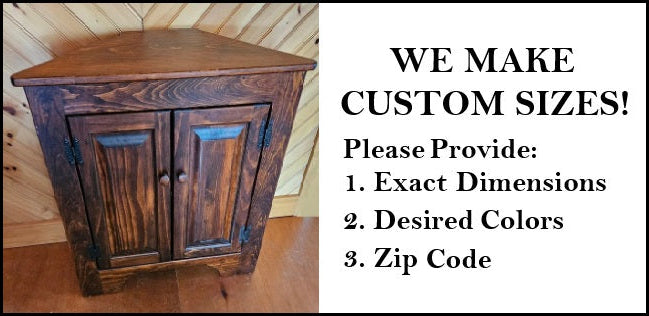 Corner Cabinet 2 Doors - Amish Furniture - Free Shipping - Primitive - Storage - TV Cabinet -Amish Handmade - Multipurpose Cabinet - Rustic