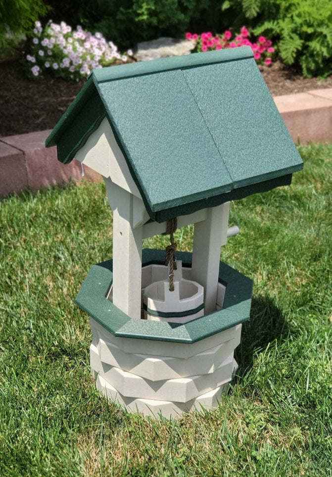 Wishing wells, garden wishing wells, homemade wishing wells, decorative wishing well, garden wishing well, decorative wood well, garden decoration, garden well, poly wishing wells, garden ornament