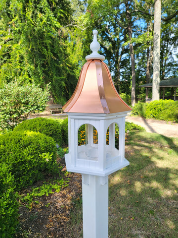 Copper Roof Bird Feeder Large, 6 Sided, Bell Shaped Roof, Premium Feeding Tube