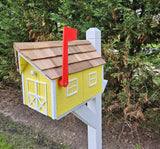 handmade, decorative mailboxes, unique mailboxes, cool mailboxes, house mailbox, mailbox on post, Amish mailbox, personalized gift yard art