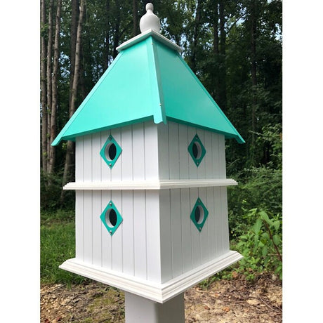 Bird House - 8 Nesting Compartments - Handmade - Large - Metal Predator Guards - Weather Resistant - Pole Not Included - Birdhouse Outdoor