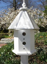 Load image into Gallery viewer, Bird House - 4 Nesting Compartments - Handmade - Weather Resistant - Wooden - Burnished Aluminum Roof - Birdhouse Outdoor -Post Not Included
