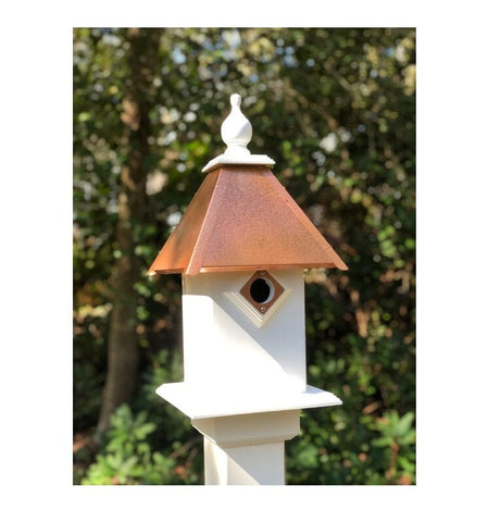 Classic Handmade Birdhouse Choose Roof Colors, 1 Nesting Compartment and Metal Predator Guards, Outdoor Decor