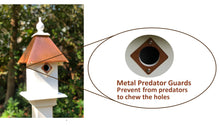 Load image into Gallery viewer, Classic Handmade Bird House, 1 Nesting Compartment, Metal Predator Guards, Choose Roof Color, Birdhouse For The Outdoors, Pole Not Included
