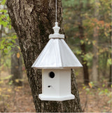 Bird House - 1 Nesting Compartment - 6 Sided - Hanging - Handmade - Aluminum Roof - Weather Resistant - Birdhouse Outdoor