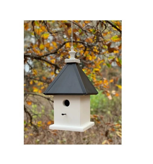 Bird House - 1 Nesting Compartment - Hanging - Handmade - Aluminum Roof - Weather Resistant - Birdhouse Outdoor