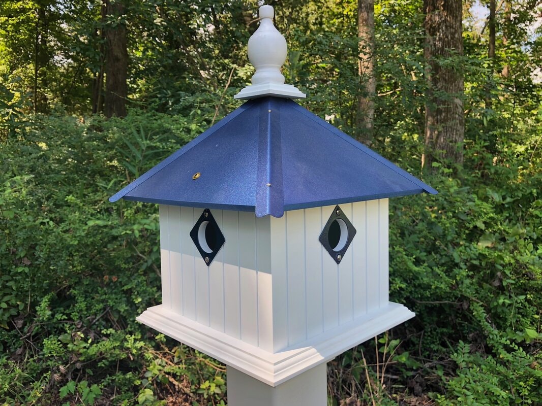 Bird House - 2 Nesting Compartments - Handmade - Metal Predator Guards - Weather Resistant - Pole Not Included - Birdhouse Outdoor