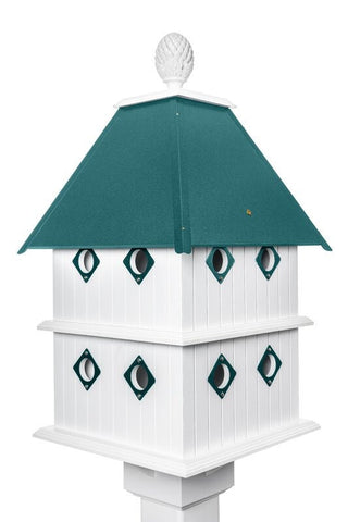 Bird House - X-Large 8 Nesting Compartments - Handmade - Metal Predator Guards - Weather Resistant - Pole Not Included - Birdhouse Outdoor