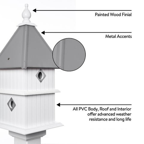 Bird House - 4 Nesting Compartments - 2 story - Handmade - Metal Predator Guards - Weather Resistant - Birdhouses Outdoor