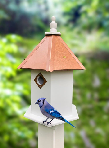 Bird House - 2 Nesting Compartments - Handmade - Metal Predator Guards - Weather Resistant - Pole Not Included - Birdhouse Outdoor