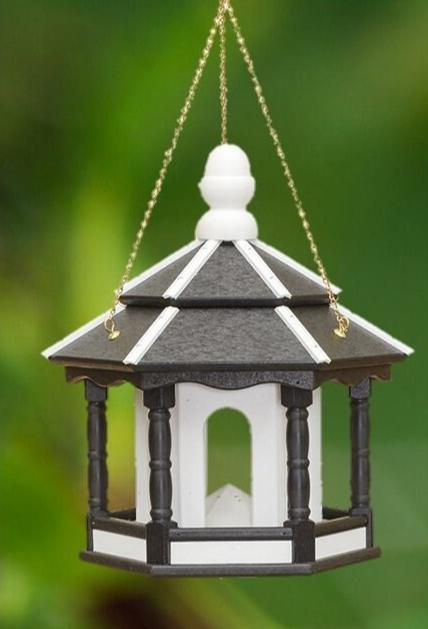 Bird Feeder - Hanging - Poly Lumber - Amish Handmade - Weather Resistant - Large Feeding Opening - Bird feeders for the outdoor